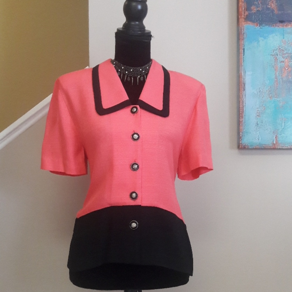 Vintage Perceptions by Irene.B/Pink/Black/ Blouse